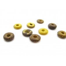 Kokosnussperle, Donut, 9mm, gelb